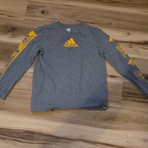 Adidas Gray Long Sleeve Shirt with Orange Accents